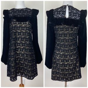 Nightcap Black Lace Velvet Sleeve Dress